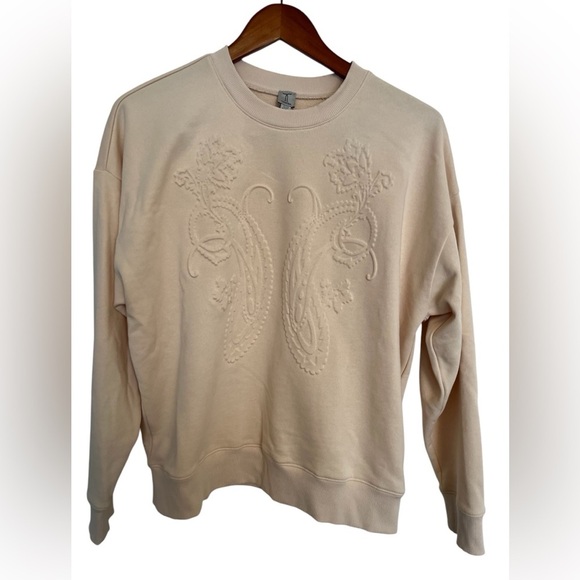 Tristan Embossed Sweatshirt in Cream size medium - Picture 1 of 5